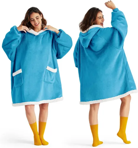 Bedsure Manta con Capucha, Manta Vestible con Capucha como Regalos para Mamá, Regalos de Cumpleaños para Mujeres Niños Adolescentes Sudadera Sherpa,