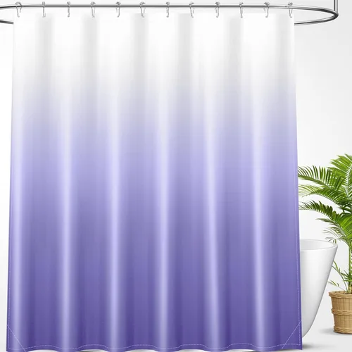 Vista 11 de OLANLY Juego de cortinas de ducha de lujo beige y blanco degradado con 12 ganchos, cortinas de ducha decorativas impermeables y lavables para baño