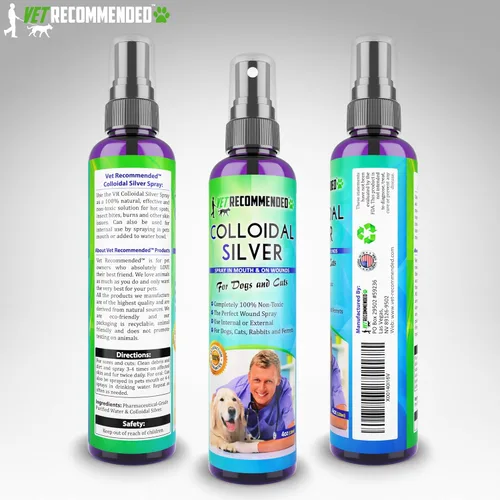 Vista 6 de Vet Recommended - Plata coloidal para perros y gatos - (4 oz/4.1 fl oz) - Spray de plata coloidal que funciona como solución natural para puntos