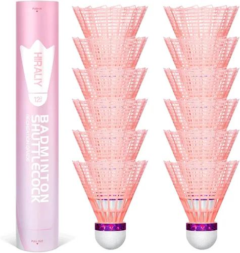 HIRALIY 12/24 Pack Badminton Birdies Nylon, Durable Shuttlecocks for Backyard & Baseball Batting Practice, Wind Resistant Yellow/Pink Bulk Ball Set