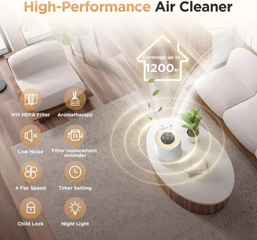 Vista 3 de Paquete de 2, purificadores de aire para habitación grande del hogar con aromaterapia
