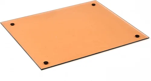 Vista 3 de Menesia Tabla de cortar de vidrio templado transparente para cocina, tablas de cortar rectangulares doradas grandes resistentes al calor, tabla