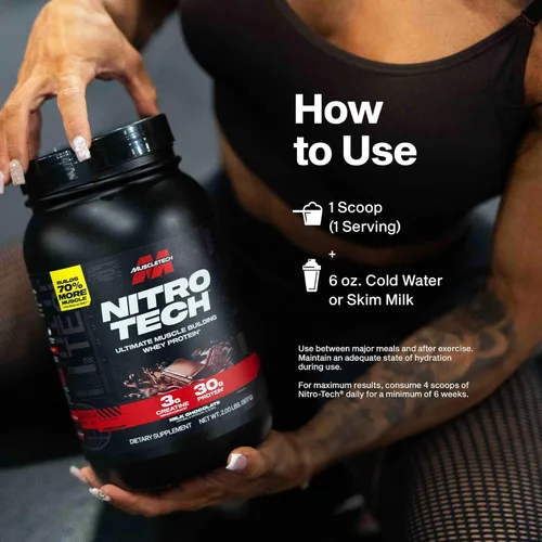 Vista 7 de Muscletech Proteína de suero en polvo (Galletas y Crema, 4 libras) - Fórmula Nitro-Tech Ultimate para construcción muscular con aislado de proteína