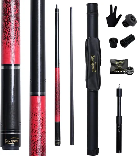 Vista 7 de Taco de Billar de Fibra de Carbono 12.5mm Punta Arcoíris Baja Deflexión Taco de Billar con Junta de Pin Uni-loc y Extensión Taco de Billar-20 oz