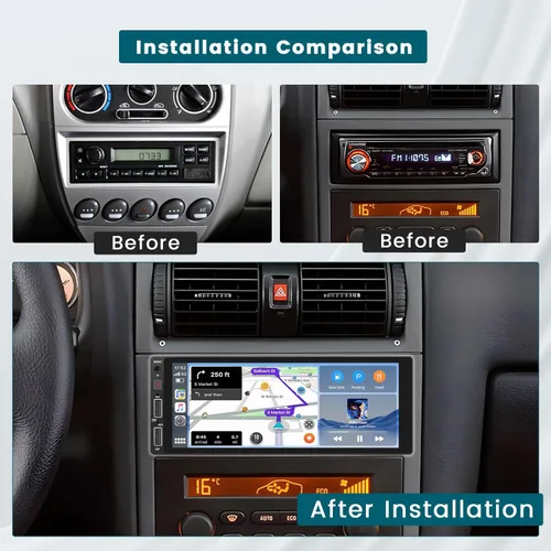 Vista 7 de Hikity Estéreo de coche de 6.9 pulgadas de un solo DIN con Carplay inalámbrico Android Auto 1DIN pantalla táctil Radio de coche con Bluetooth 5.0