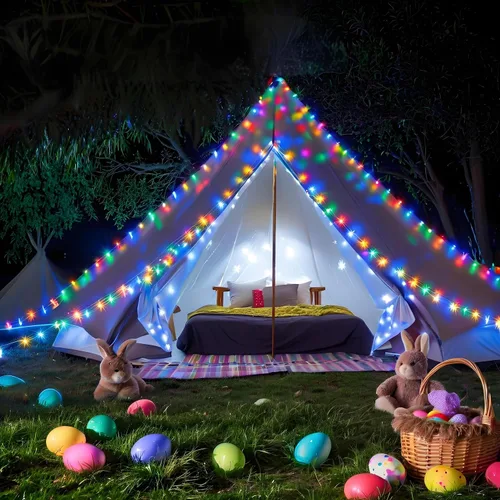 Vista 4 de Cuerda de luces de 66 pies para exteriores, tira de luces conectables al aire libre, impermeable, IP67, 8 modos, 200 luces LED, cuerda