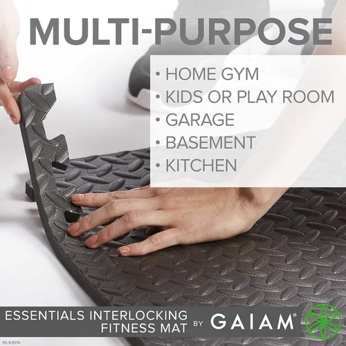 Vista 7 de Gaiam Essentials Tapete de ejercicio entrelazado, azulejos cuadrados de espuma de rompecabezas para gimnasio en casa, tapete de entrenamiento