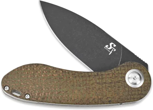 Vista 5 de Sitivien ST139 Sandvik 14C28N Cuchillo plegable de hoja de acero, cuchillos de herramientas EDC con mango Micarta para acampar al aire libre, Verde