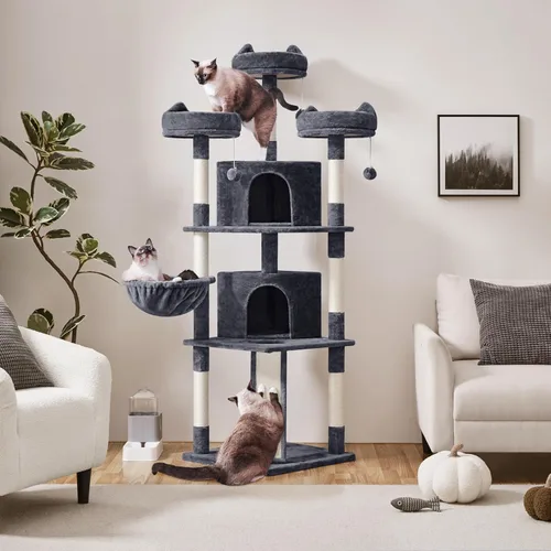 Vista 3 de Yaheetech - Árbol para gatos de 76 pulgadas con múltiples niveles, torre para gatos con gran condominio y perchas acogedoras, casa