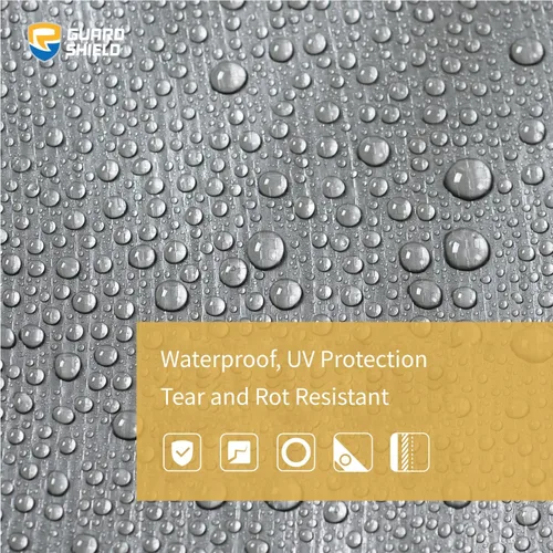 Vista 3 de GUARD SHIELD Lona resistente de 12 x 16 pies, cubierta de lona de polietileno negra y plateada impermeable, gruesa, multiusos, de 25/64 pulgadas