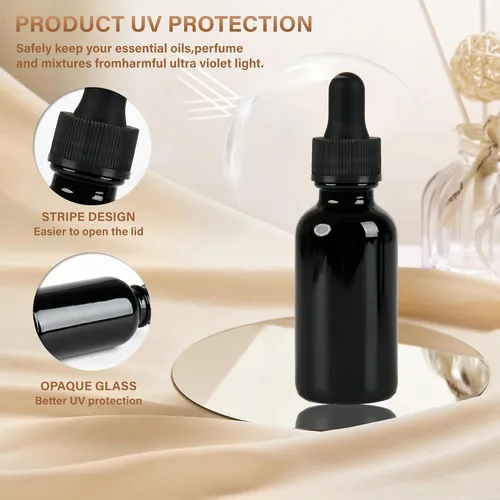 Vista 34 de NOOEEISS 4 piezas, botella con cuentagotas de 1 oz, botella de vidrio ámbar con cuentagotas, botellas de tintura con cuentagotas, acabado elegante