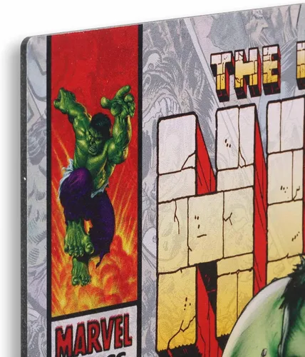 Vista 4 de Open Road Brands Marvel The Incredible Hulk - Cartel de metal con cubierta de cómic – La increíble decoración de pared de Hulk para cueva de hombre