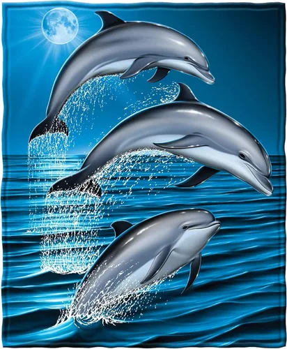 Dawhud Direct Manta de vellón de delfín para cama, 75 x 90 pulgadas, manta de felpa tamaño queen para mujeres, hombres y niños - Manta de delfín