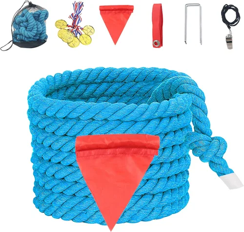 Cuerda de tira y afloja para niños y adultos, cuerda de algodón trenzado natural, juegos al aire libre perfectos para actividades de carnaval de