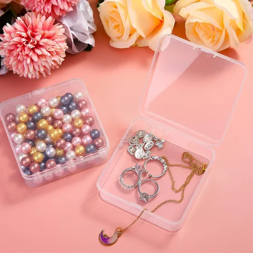 Vista 7 de 6 cajas de almacenamiento de cuentas transparentes de plástico para coleccionar objetos pequeños, cuentas, joyas, tarjetas de visita, piezas