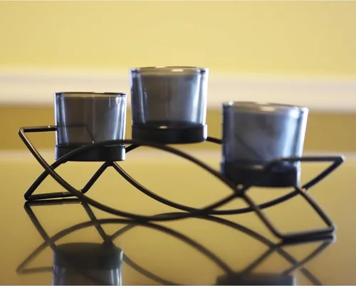 Seraphic - Porta velas arqueado de hierro para decoración de centro de mesa con portavelas largo para bodas, patio, cocina, comedor y mesas de café,