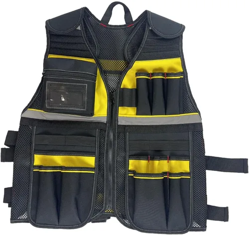 Vista 2 de Tool Vest for Men Lightweight Oxford Cloth Tool Pouch Comfortable Neck Opening with Multi Pocket for Electrician Construction