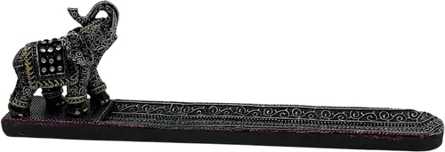 George S. Chen Imports Ss-G-88053 - Estatua de elefante tailandés con tronco elevado, quemador de incienso, color negro
