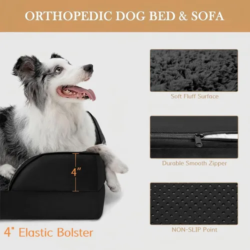 Vista 709 de Comfort Expression Cama ortopédica para perros extra grandes de 45 x 35 pulgadas, cama para mascotas XL de espuma tipo caja de huevos impermeable