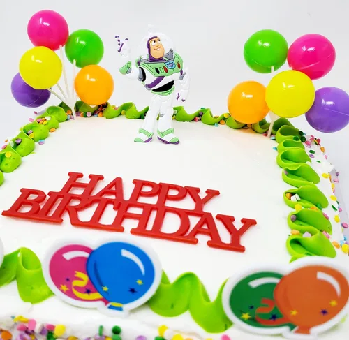 Vista 3 de Buzz Lightyear - Juego de decoración para pastel de cumpleaños de 7 piezas (diseño único)