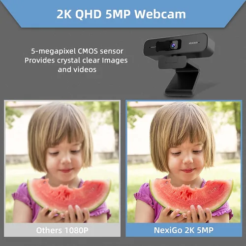 Vista 5 de NexiGo N940P 2K Zoomable Webcam with Remote and Software Controls Sony Starvis Sensor 1080P@60FPS 3X Zoom Dual Stereo Microphone, for