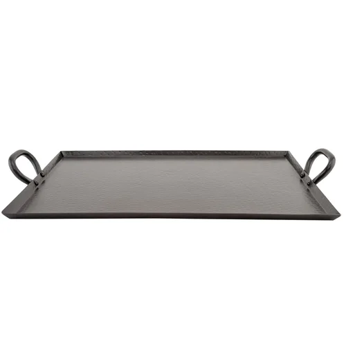 Vista 7 de G.E.T. SSTPD-1612-ANT - Bandeja otomana de metal resistente con asas, 16 x 12 pulgadas, bronce martillado