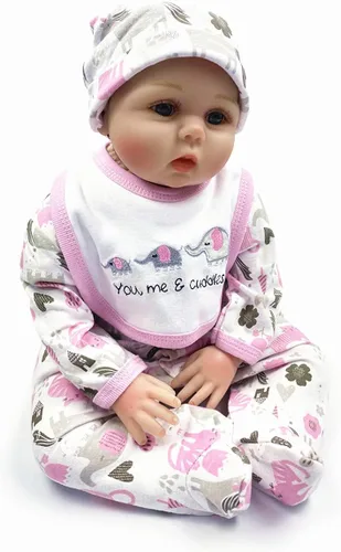 Vista 6 de Ropa de muñeca Reborn de 22 pulgadas, accesorios de elefante, juego de 5 piezas para muñecas Reborn de 20 a 22 pulgadas, ropa a juego