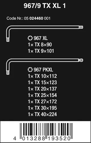 Vista 2 de 967/9 TX XL 1 juego de llaves en L