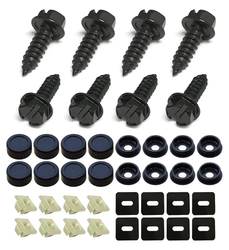Vista 9 de OttoSpeed Kit de tornillos y tapas para matrícula, sujetadores de seguridad antirrobo con tapas de rosca para placas delanteras y traseras