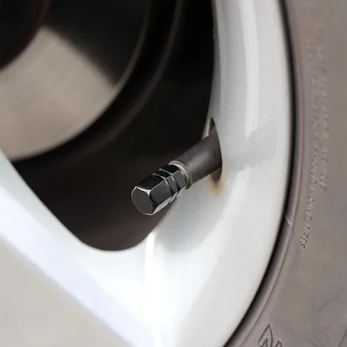 Vista 4 de Accretion Tapones para válvula de neumático de automóvil, 4 tapas de aire, forma hexagonal, universales para automóviles, SUV, bicicletas, camiones