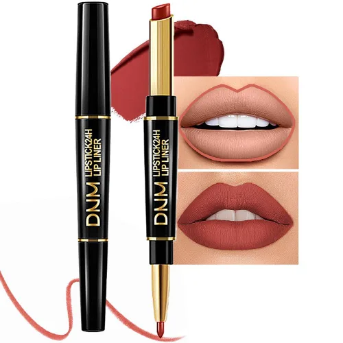 Vista 45 de evpct Juego de 1 lápiz labial y delineador de labios rojo rubí para mujer, kit mate con delineador de labios, manchas de labios duraderas
