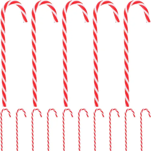 18 piezas de adornos de bastón de caramelo de Navidad de plástico para colgar en el árbol de Navidad, muleta, bastones de caramelo para Navidad,
