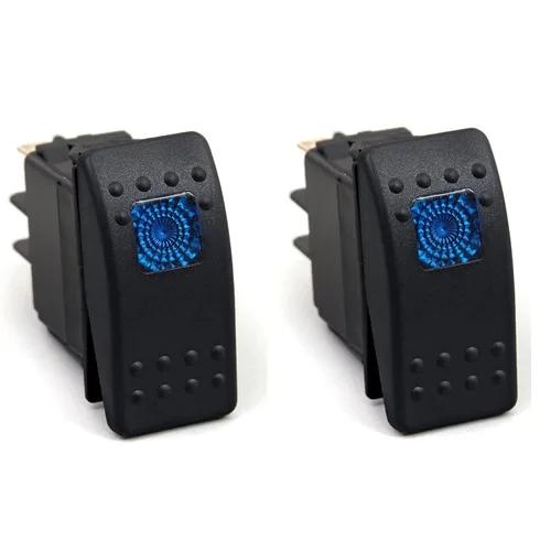 Vista 5 de Amarine Made 12v 20 Amp Interruptor LED impermeable de encendido/apagado para barco marino SPST de 3 patas con luz (azul)