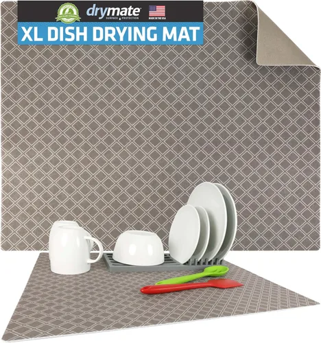 Vista 14 de Drymate - Alfombrilla de secado para platos, tamaño XL (19" x 24"), almohadilla de secado para platos de cocina, absorbente/impermeable, lavable a