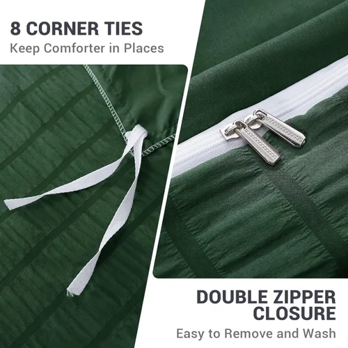 Vista 79 de HYMOKEGE - Funda de edredón gris oscuro tamaño King, juego de funda de edredón de sirsaca ultra suave de 3 piezas con cierre de cremallera, juego