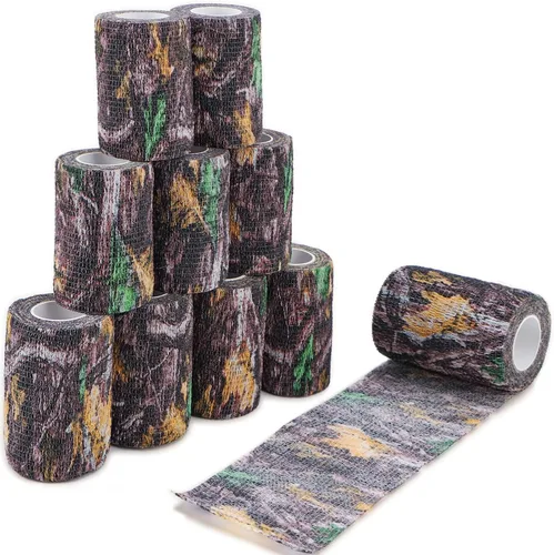 Vista 8 de DROK 4/10 Rollos de Cinta de Camuflaje Autoadhesiva, Vendaje de Camuflaje para Deportes al Aire Libre, Escalada, Camping, 2/3 Pulgadas x 4.5 Metros