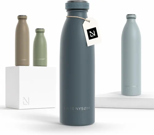 Vista 12 de LARS NYSØM Botella de agua aislada de acero inoxidable de 12 onzas, 17 onzas, 25 onzas, 34 onzas, 51 onzas, frasco térmico aislado para bebidas