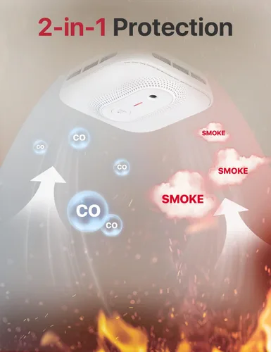 Vista 5 de X-Sense Detector combinado de humo y monóxido de carbono con ubicación de voz, detector de humo interconectado inalámbrico, detector de monóxido