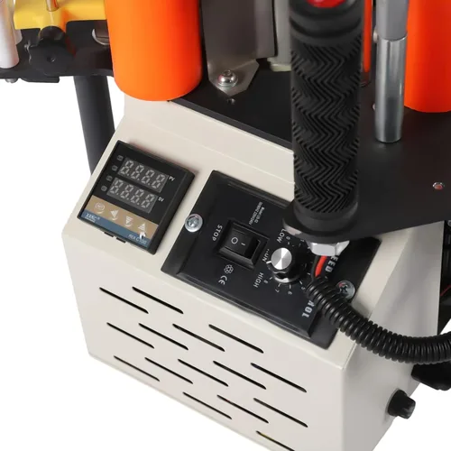 Vista 5 de Máquina de bandas de borde de 900 W, banda de borde de PVC/madera resistente con pegamento de doble cara, temperatura ajustable (248-356°F) y altura