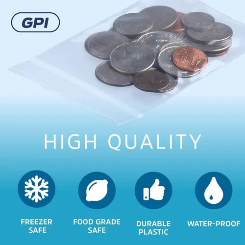 Vista 3 de GPI - Bolsas de plástico transparente con cremallera de 3" x 4", 100 unidades, bolsas de polietileno resistentes de servicio pesado de 4 mil