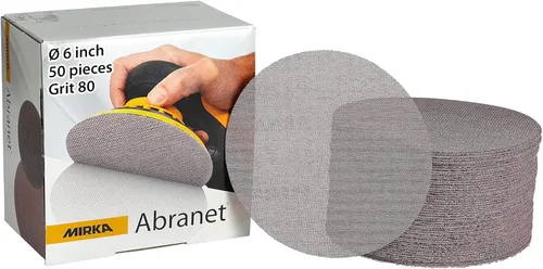 Mirka Abranet - Discos de lijado orbitales de malla con gancho y bucle, lijado sin polvo, de larga duración y sin obstrucciones, ideal para madera,