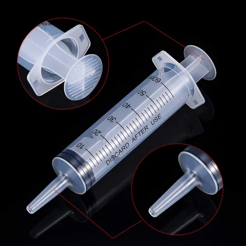 Vista 4 de Frienda - Paquete de 4 jeringas grandes de plástico; para múltiples usos: medir o dispensar líquidos (0.67 oz y 2.03 oz; 20 ml/60 ml)
