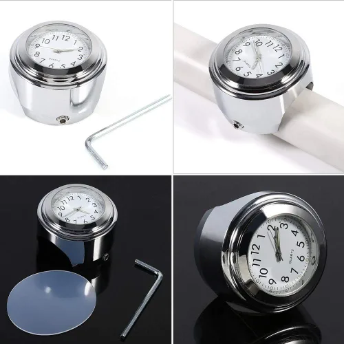 Vista 4 de Reloj de manillar de motocicleta Reloj de marcación de tiempo preciso blanco para montar por la noche