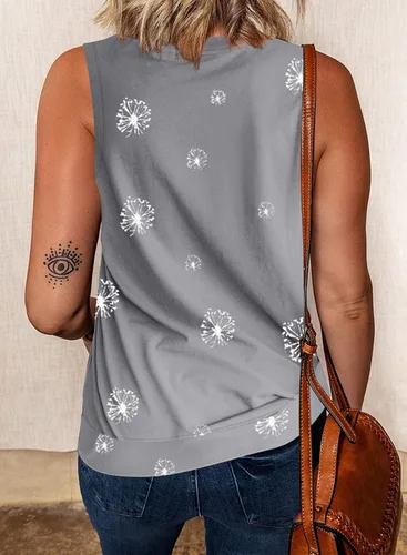 Vista 3 de Biucly - Camisetas sin mangas con cuello redondo para mujer blusa de punto informal y holgada