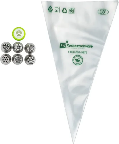 Vista 5 de Restaurantware Pastry Tek - Juego de puntas de tubería rusas de 17 piezas duraderas para decoración de tartas, 6 puntas de tubería, 10 bolsas