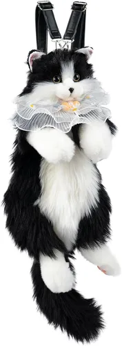 Chongker Mochila de animales de peluche – Lindo juguete de peluche de gato, mochila realista hecha a mano en forma de gato, idea sorpresa