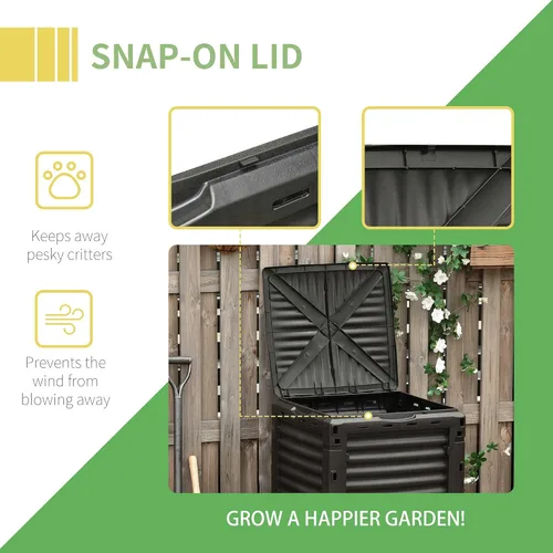 Vista 7 de Outsunny Caja de compostaje de jardín 80 galones, contenedor de compostaje de gran capacidad para exteriores, crea rápidamente tierra fértil