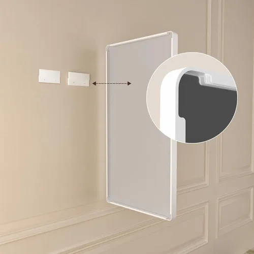 Vista 5 de Espejo de tocador de baño blanco de 48 x 32 pulgadas, espejo rectangular redondeado blanco mate para pared, espejo de marco mate blanco para baño