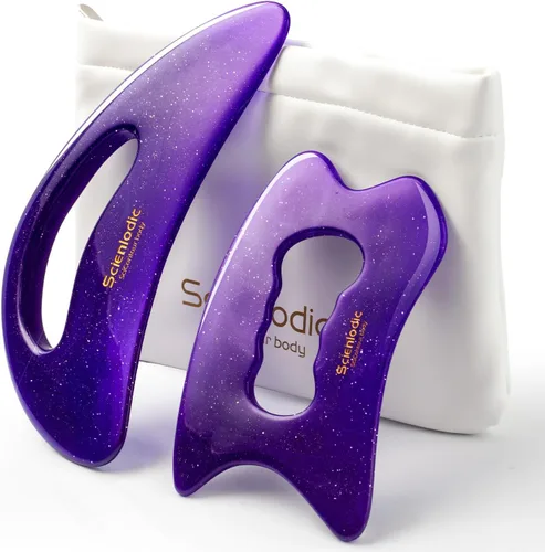 Vista 16 de Scienlodic Gua Sha - Herramienta de masaje con mango (resina), herramienta de raspado Guasha más grande para masaje de espalda, cuello, cara