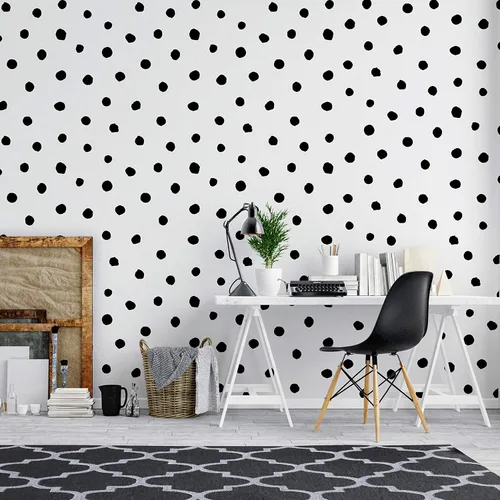 Vista 7 de Circle Polka Dots Pattern Peel and Stick Wallpaper Removable Wall Mural #6206 (108in Tall X 48in Wide, White Polka Dots)